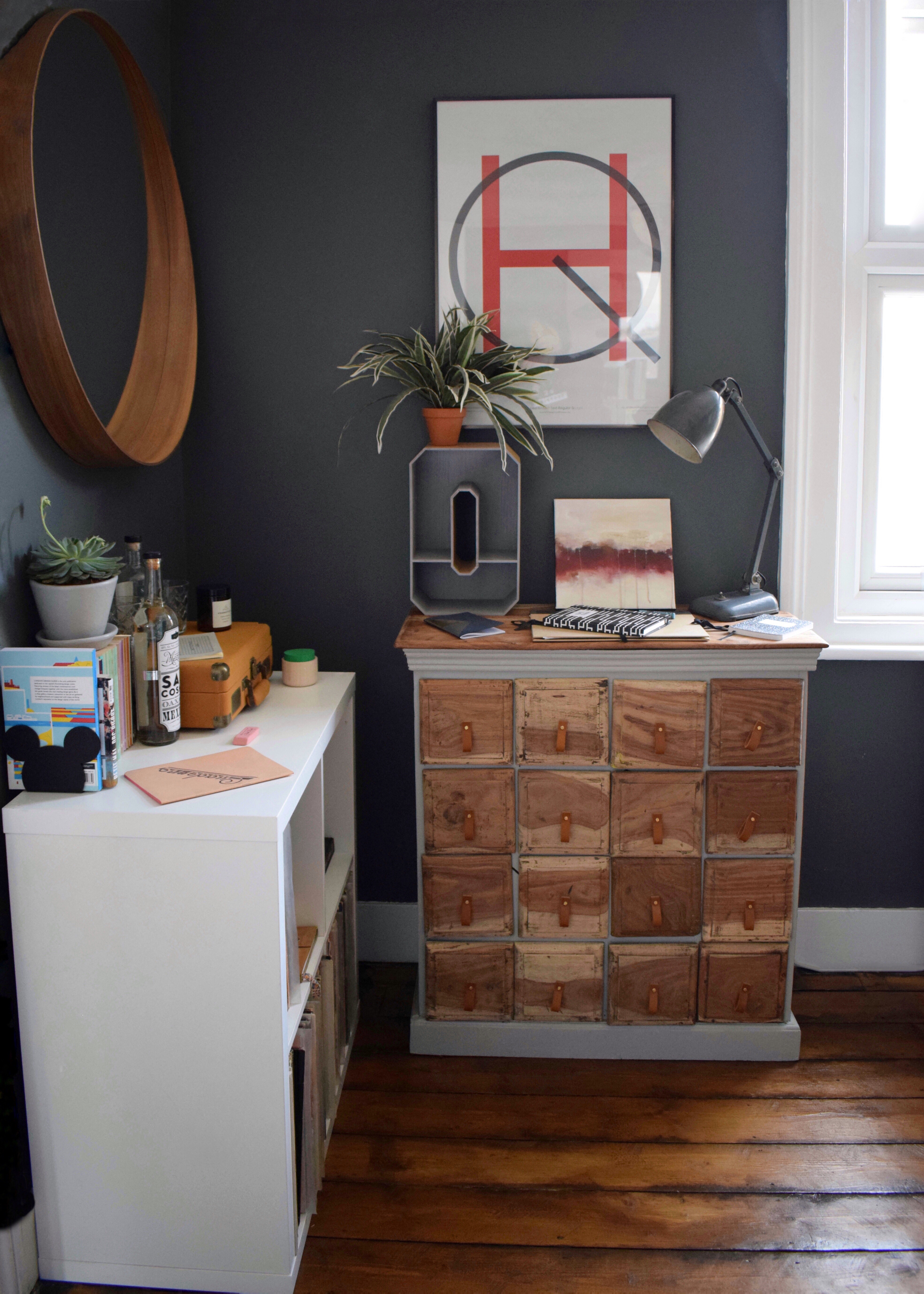 Home Office Makeover reveal with vintage bohemian modern interior style