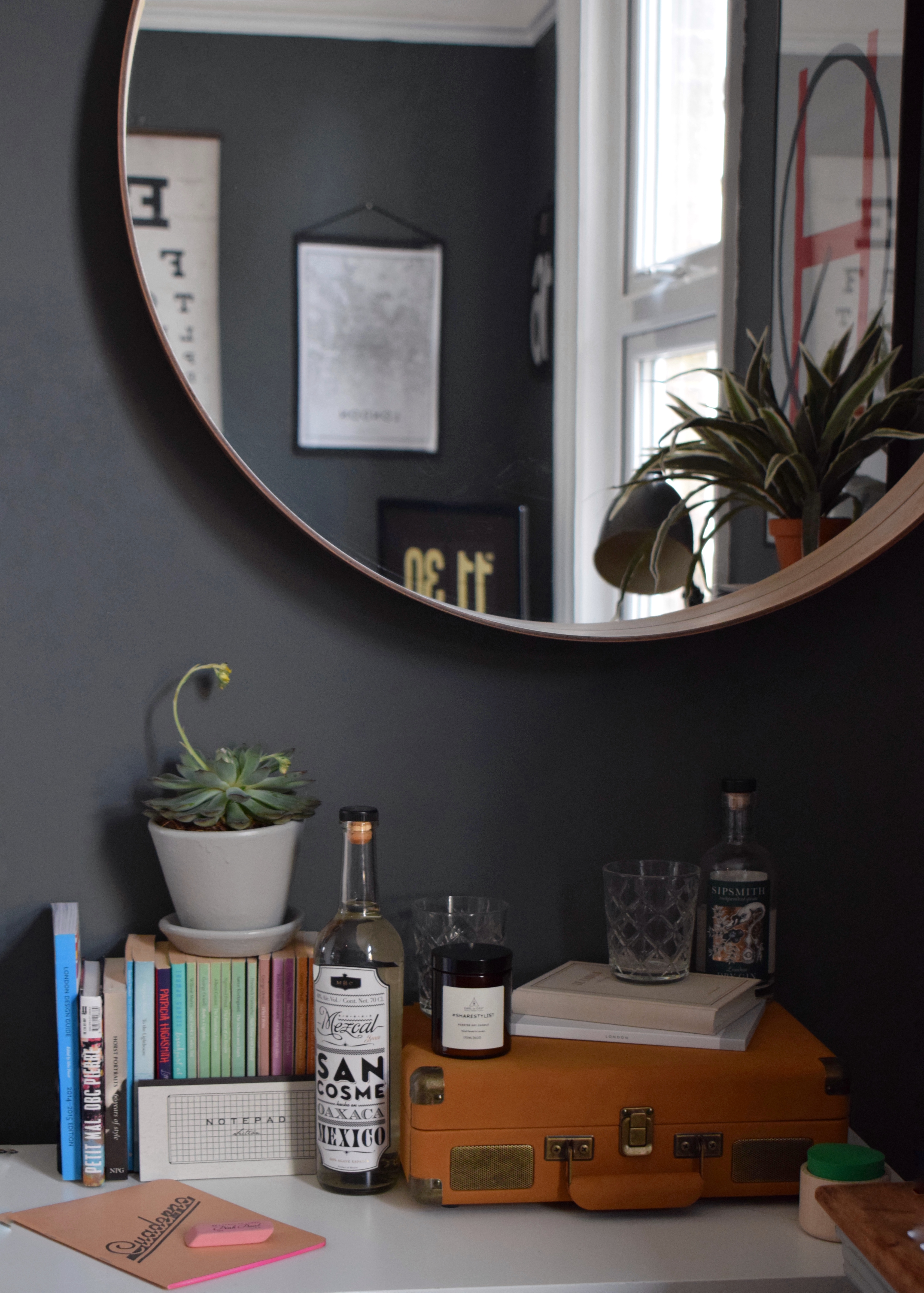 Home Office Makeover reveal with vintage bohemian modern interior style
